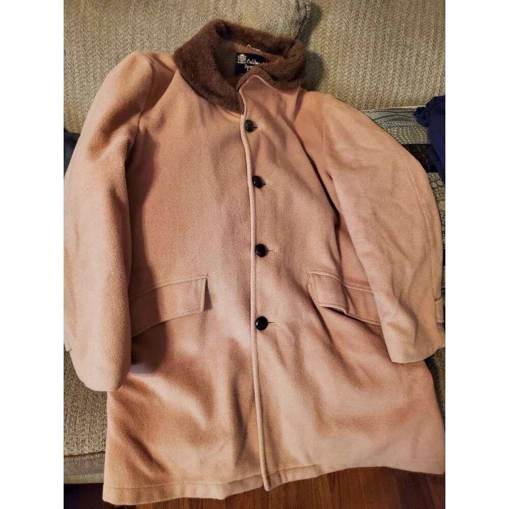Vintage 80s Oakbrook Sportswear Pea Coat  Jacket Large Tan Fine Wool Camel Hair